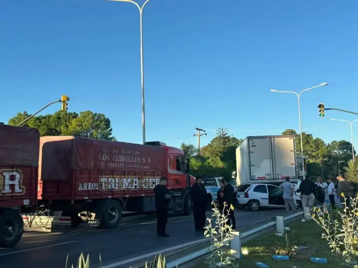 Un camión se quedó sin frenos y provocó un choque entre cinco vehículos