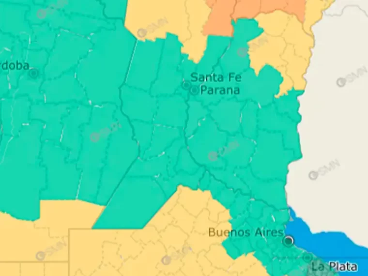 Cinco departamentos en alerta por tormentas en Entre Ríos