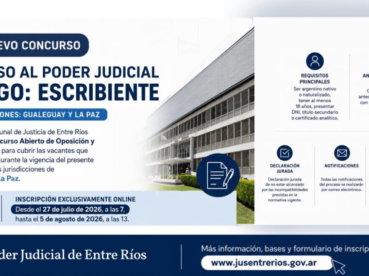 Apertura de nuevo concurso para ingresar al Poder judicial