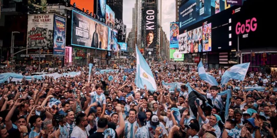 Histórico banderazo en Times Square: los argentinos armaron una fiesta que desbordó las calles de Nueva York
