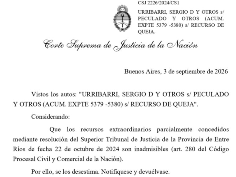Urribarri, primer gobernador de Argentina que va preso por corrupción: la Corte Suprema dejó firme su condena a ocho años Urribarri, primer gobernador de Argentina que va preso por corrupción: la Corte Suprema dejó firme su condena a ocho años